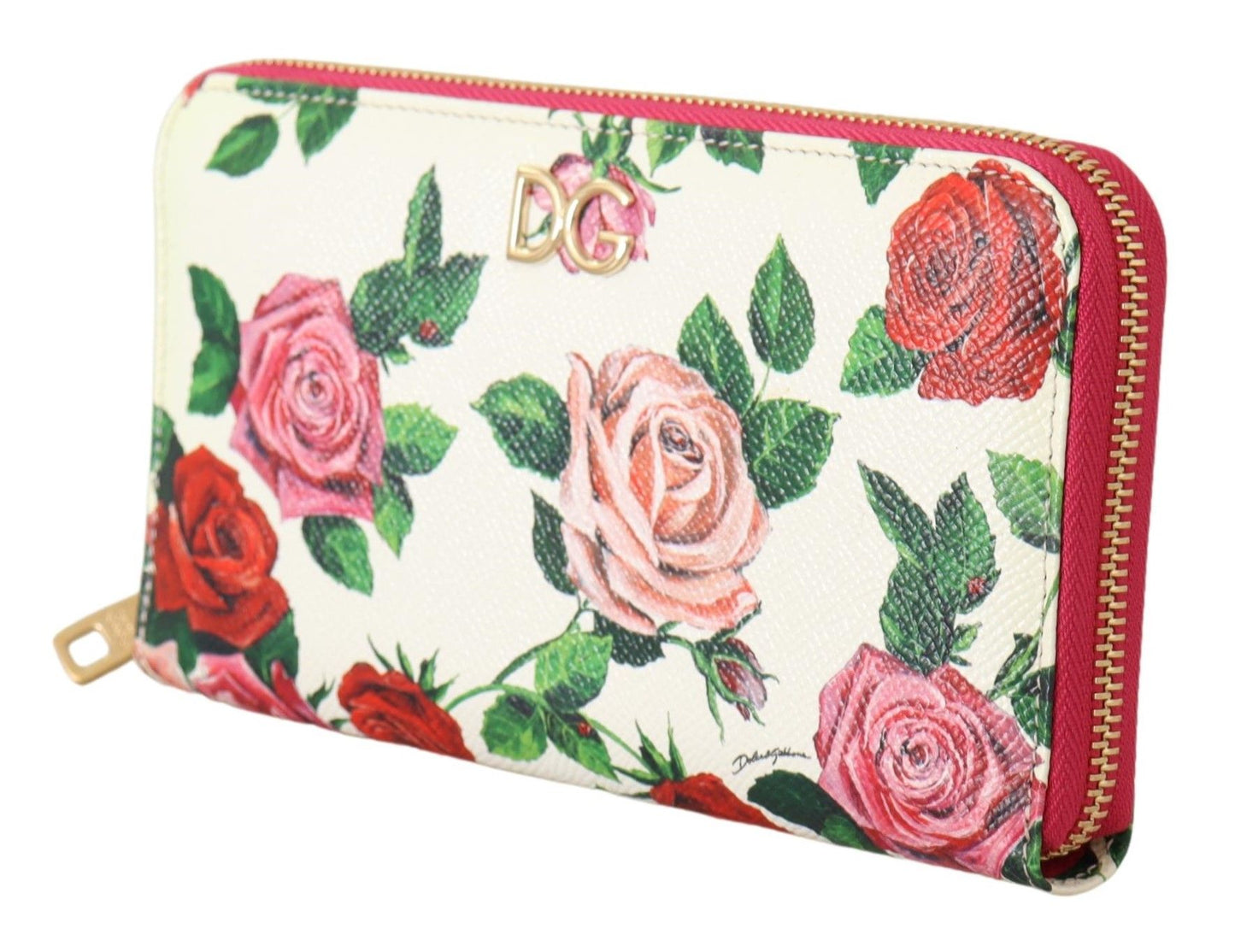 Elegant Continental Leather Wallet with Rose Design