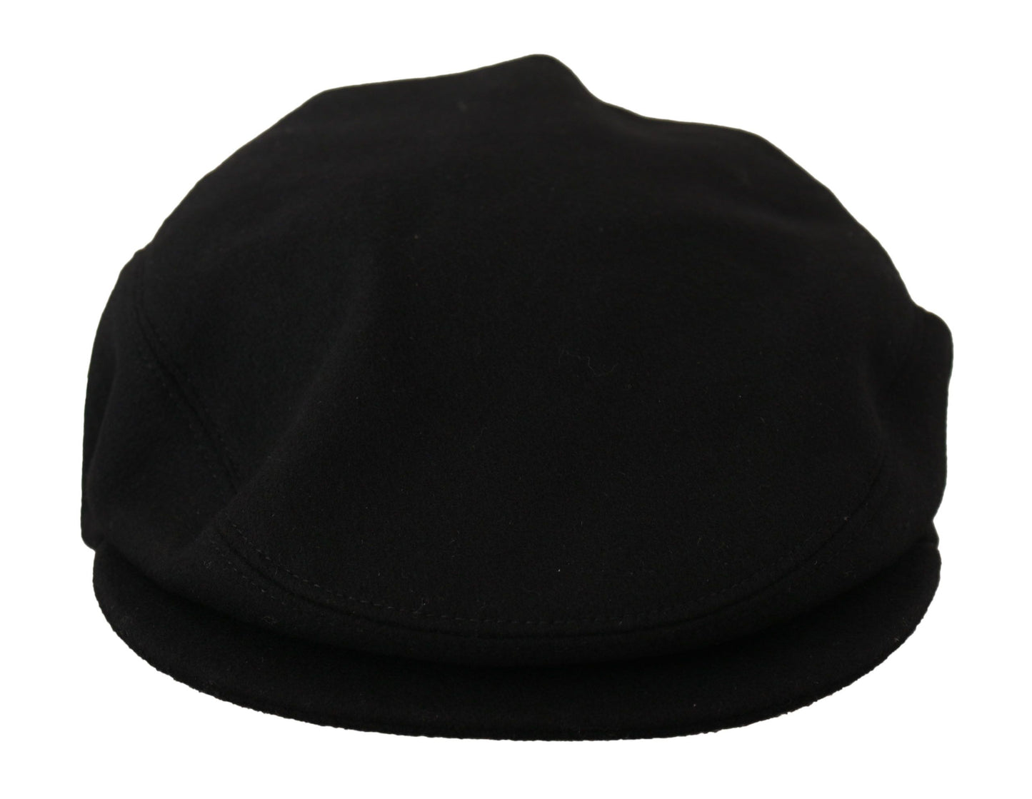 Elegant Black Newsboy Cap in Virgin Wool Blend