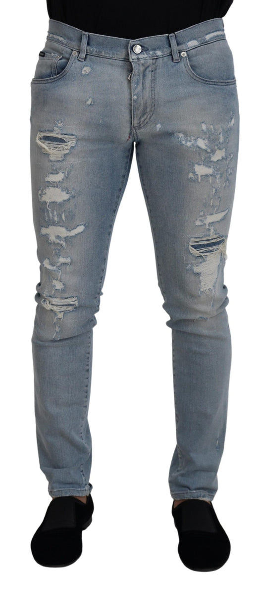 Elegant Italian Denim Pants in Blue Wash