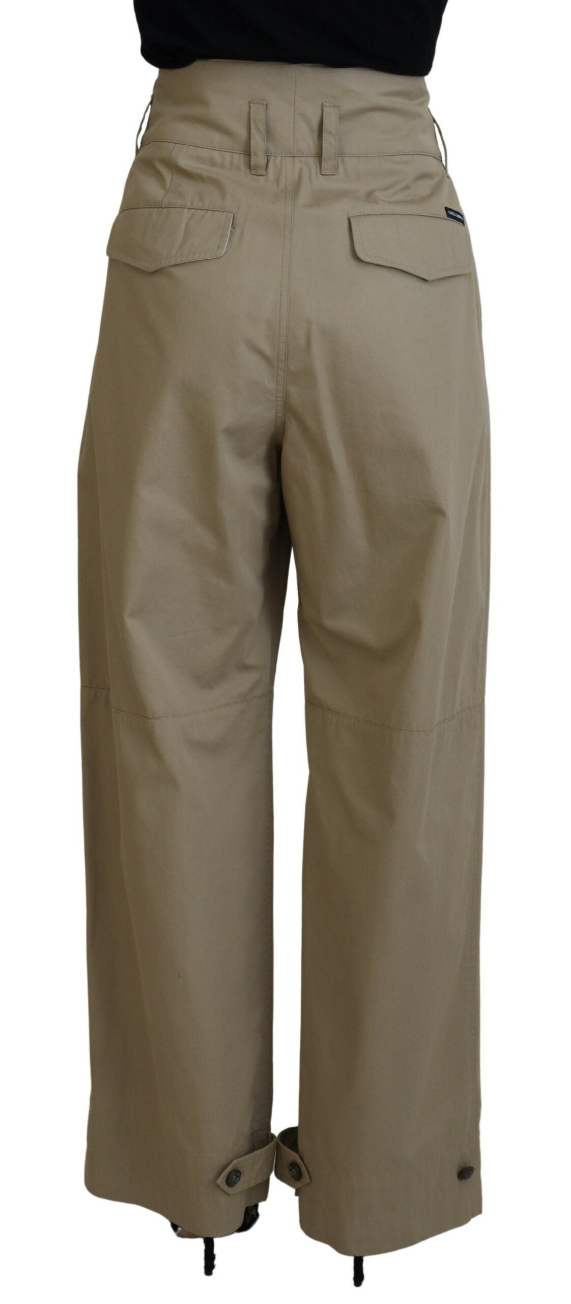 Elegant High Waist Straight Pants in Beige