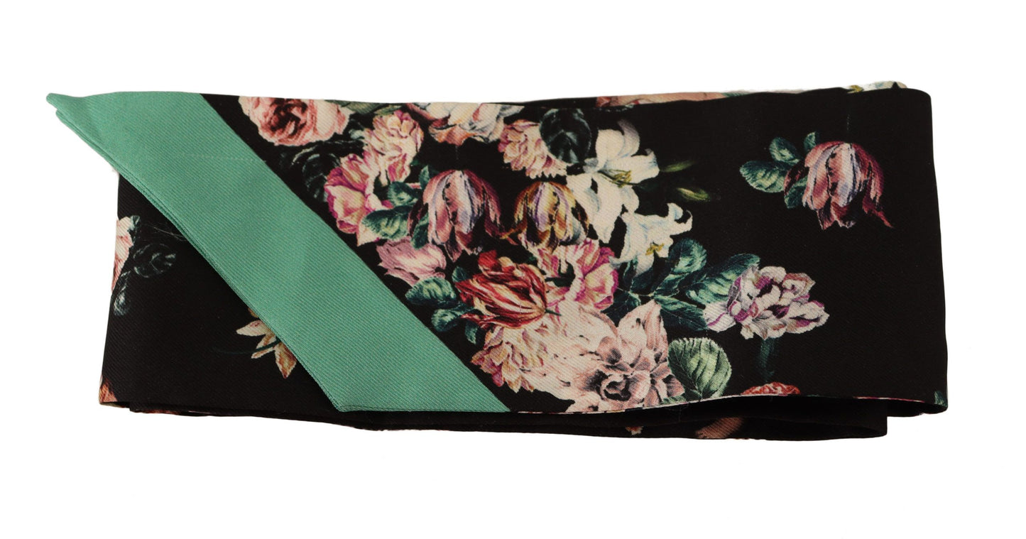 Ethereal Silk Bandeau Scarf with Floral Angelic Motifs