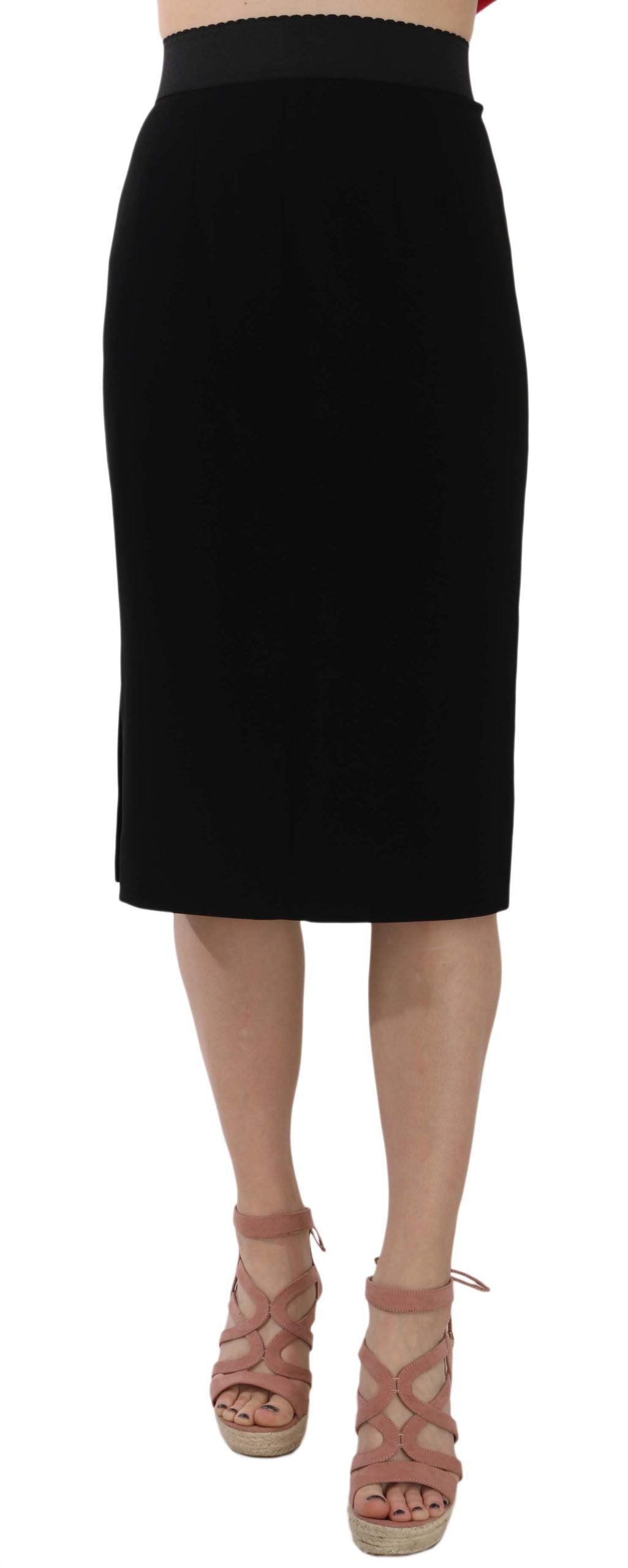 Elegant High Waist Pencil Skirt in Black