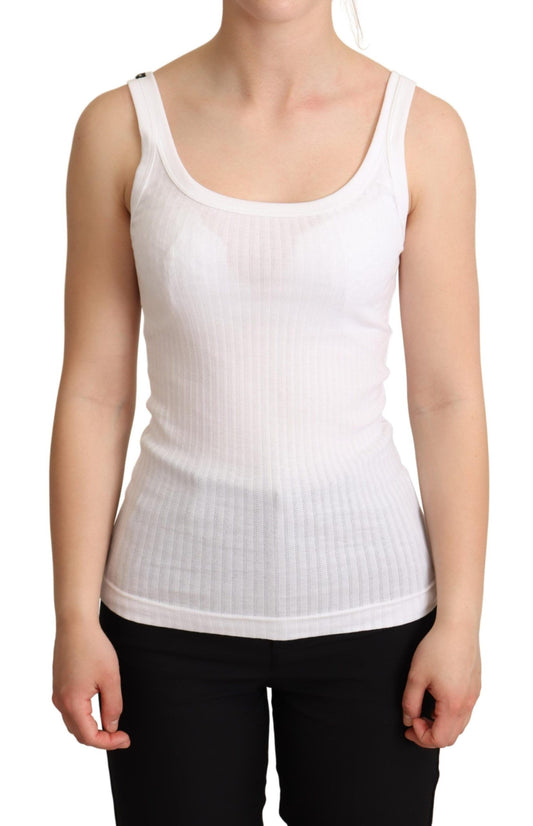 Chic White Cotton Blend Tank Top