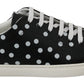 Black Leather Polka Dots Sneakers Shoes