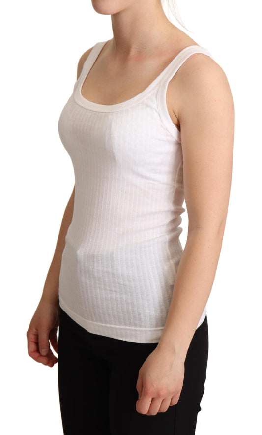 Chic White Cotton Blend Tank Top