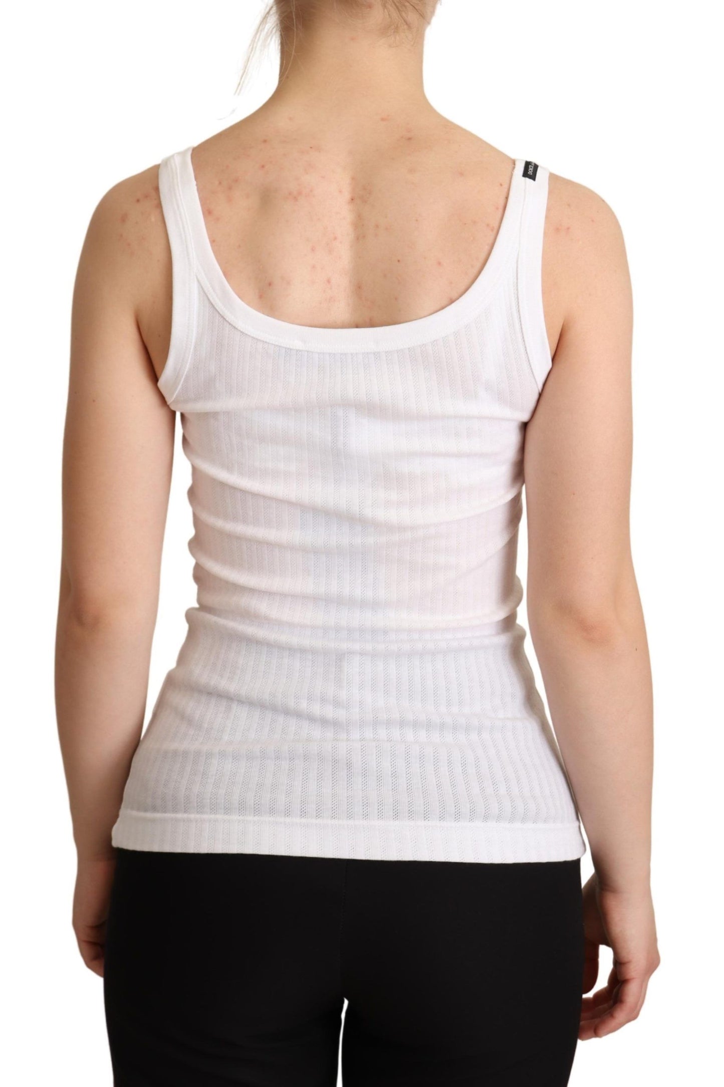 Chic White Cotton Blend Tank Top