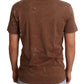 Elegant Paint-Detailed Brown Crewneck Tee