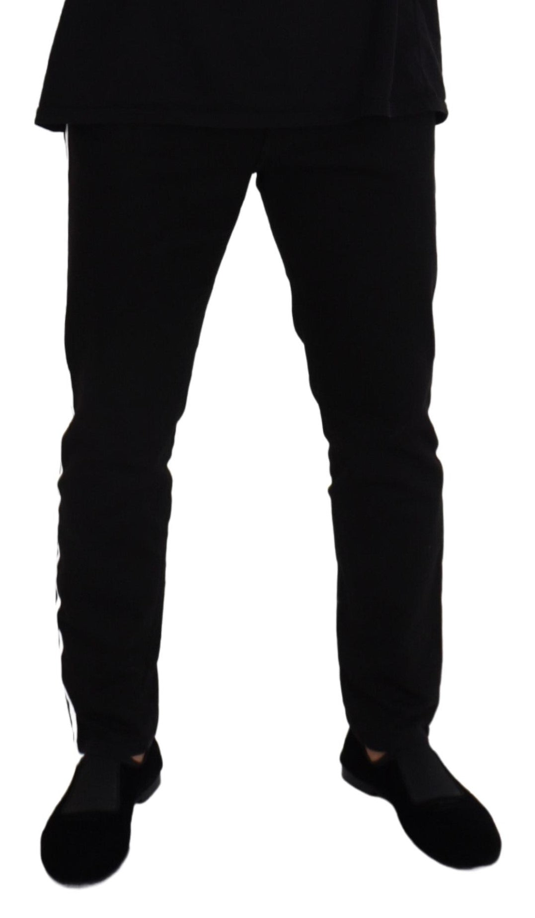 Elegant Black Cotton Blend Denim Pants