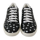Black Leather Polka Dots Sneakers Shoes