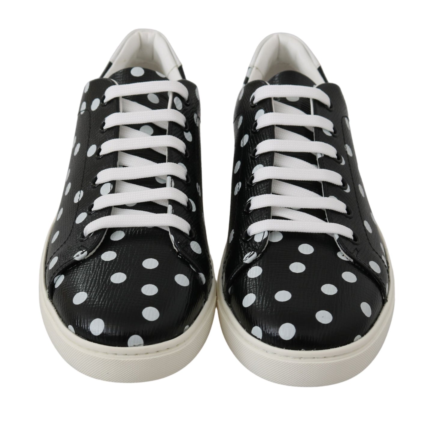 Black Leather Polka Dots Sneakers Shoes