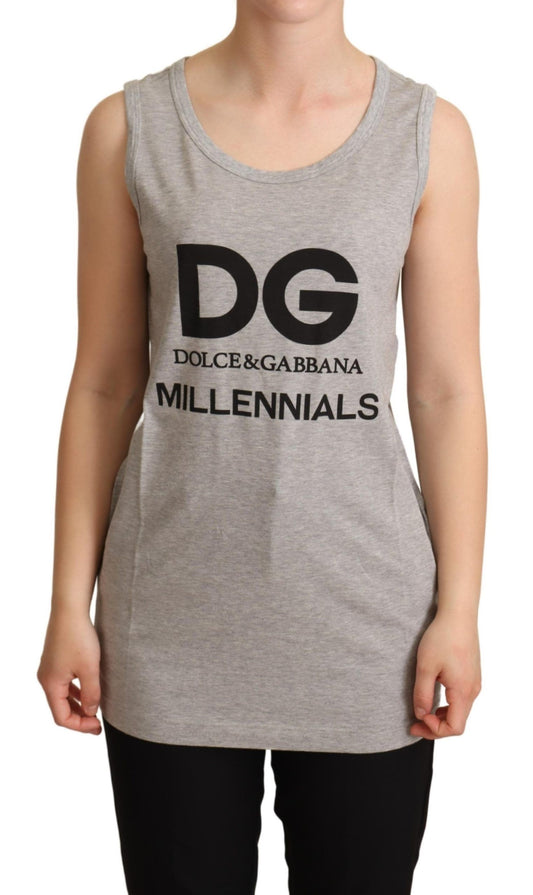 Chic Gray Sleeveless Logo Tank Top