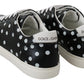 Black Leather Polka Dots Sneakers Shoes
