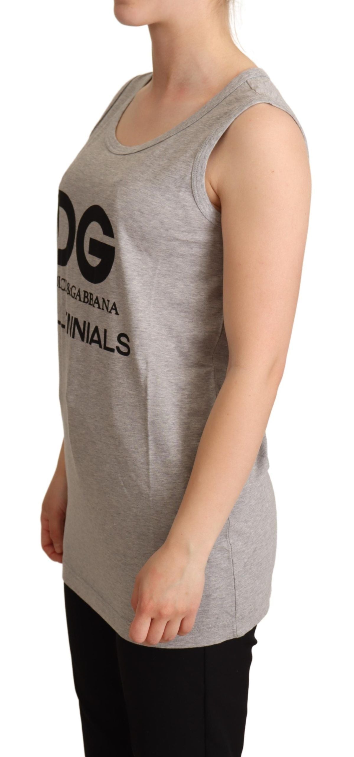 Chic Gray Sleeveless Logo Tank Top