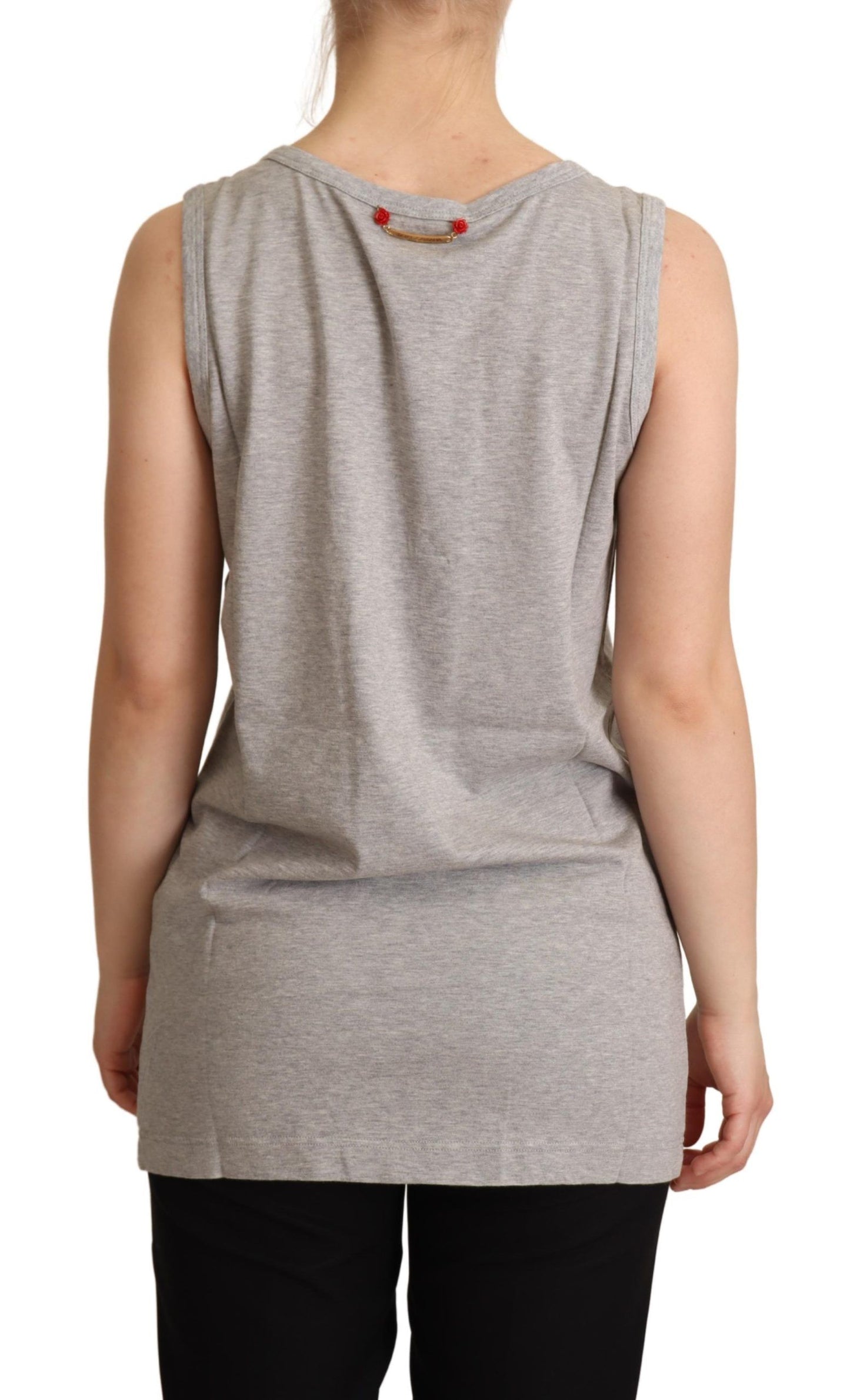 Chic Gray Sleeveless Logo Tank Top