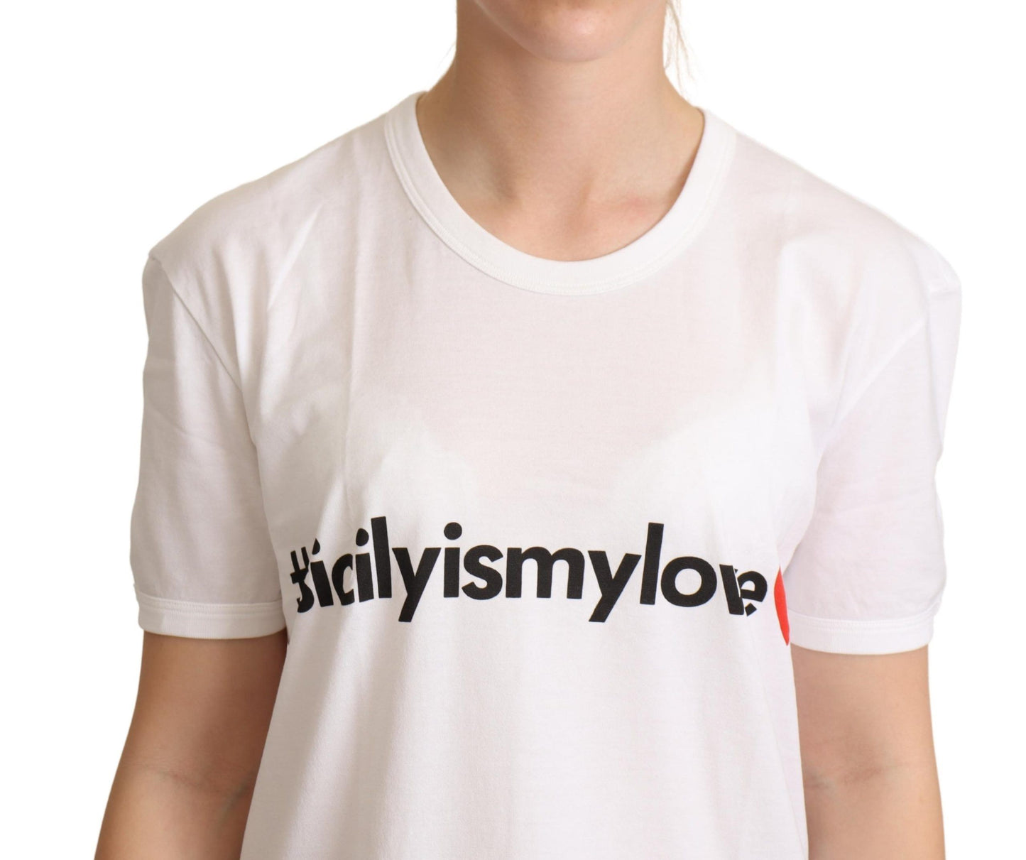 White Cotton #sicilyismylove Top  T-shirt