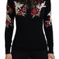 Angel Embroidered Black Silk-Wool Sweater