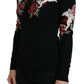 Angel Embroidered Black Silk-Wool Sweater