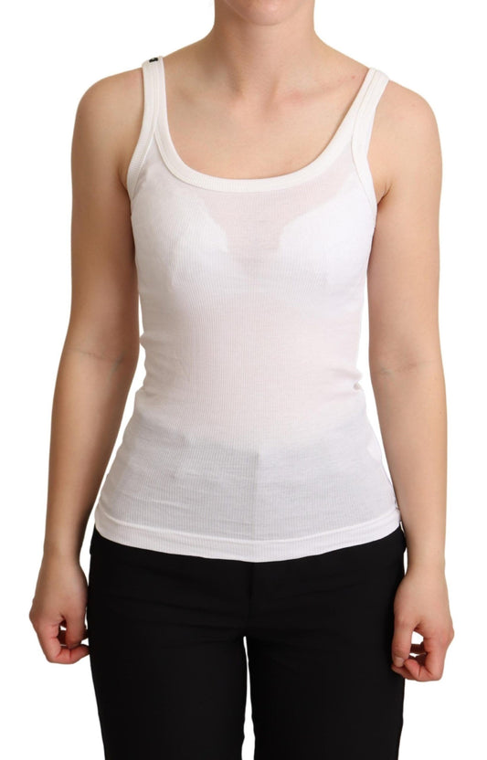 Elegant White Cotton Tank Top