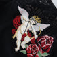 Angel Embroidered Black Silk-Wool Sweater