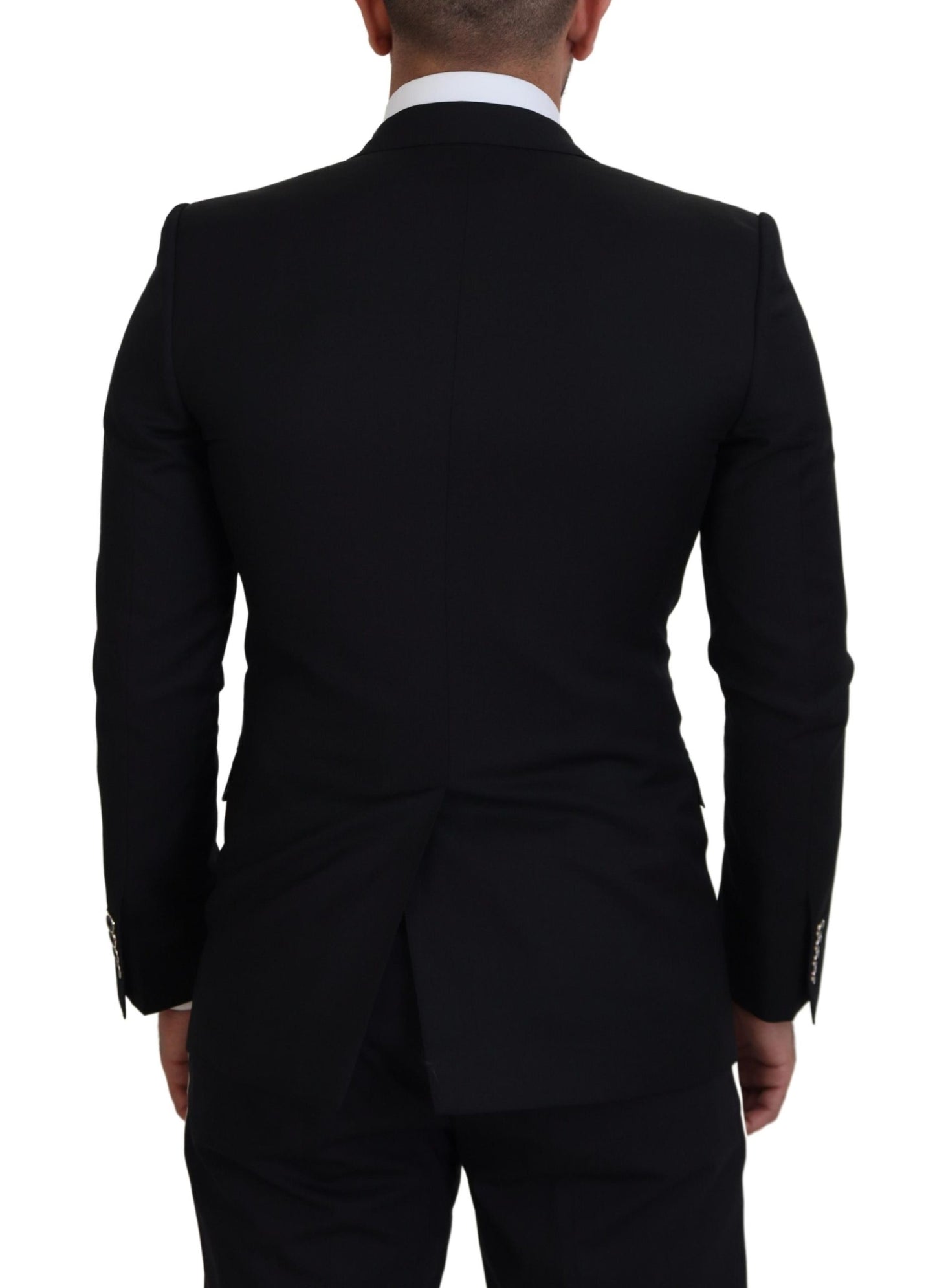 Elegant Embroidered Black Wool Blazer