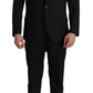 Elegant Black Three Piece Wool Suit