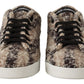 Beige Wool & Cotton Casual Low Top Sneakers
