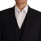 Elegant Black Three Piece Wool Suit