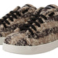 Beige Wool & Cotton Casual Low Top Sneakers
