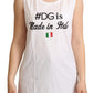 White Cotton #DG Motive Tank Top  T-shirt