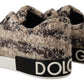 Beige Wool & Cotton Casual Low Top Sneakers