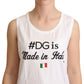 White Cotton #DG Motive Tank Top  T-shirt