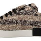 Beige Wool & Cotton Casual Low Top Sneakers