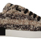 Beige Wool & Cotton Casual Low Top Sneakers
