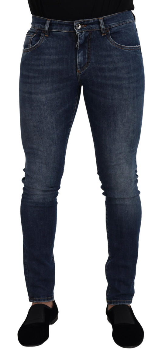 Italian Chic Blue Washed Denim Pants