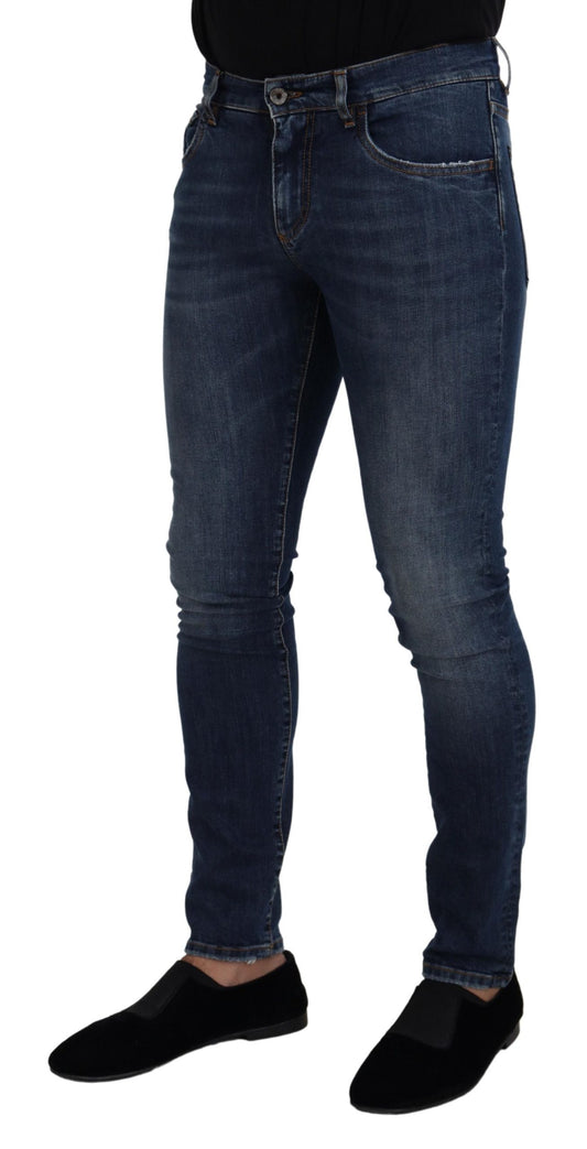 Italian Chic Blue Washed Denim Pants