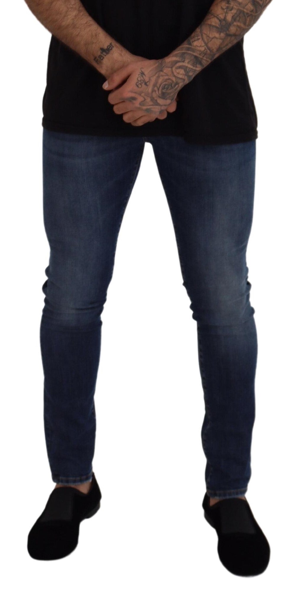 Italian Chic Blue Washed Denim Pants