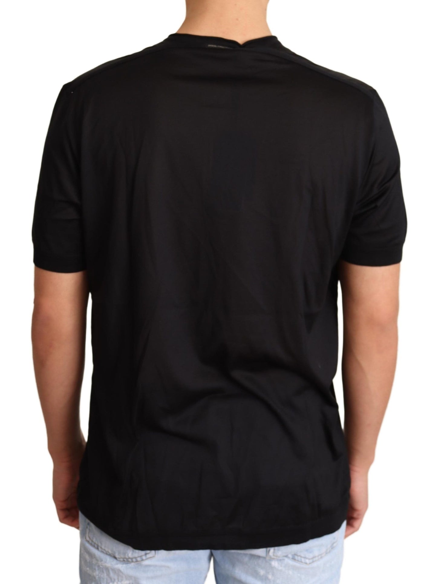 Sumptuous Silk Henley T-Shirt in Black