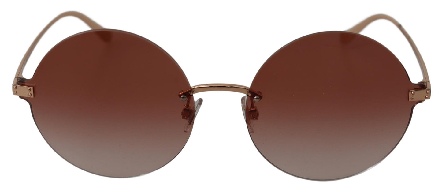 Elegant Gold Framed Round Red Lens Sunglasses