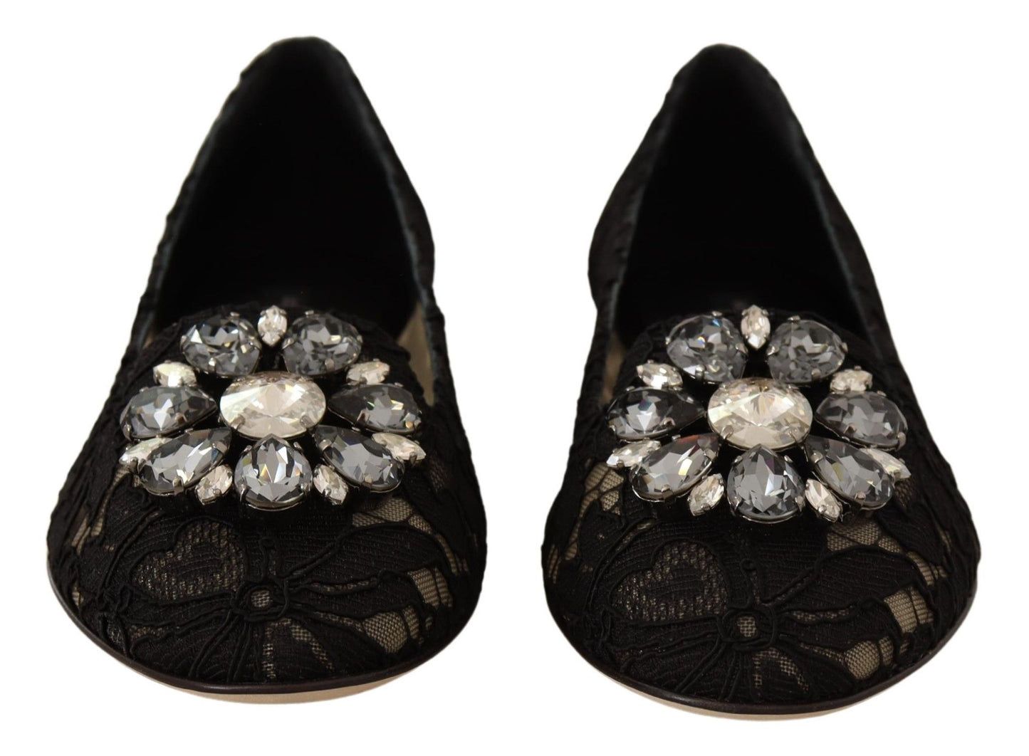 Elegant Taormina Lace Flats with Crystals