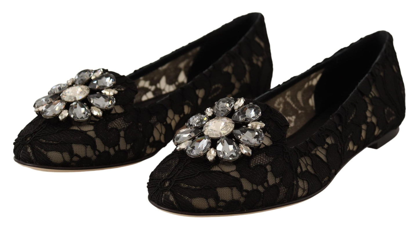 Elegant Taormina Lace Flats with Crystals