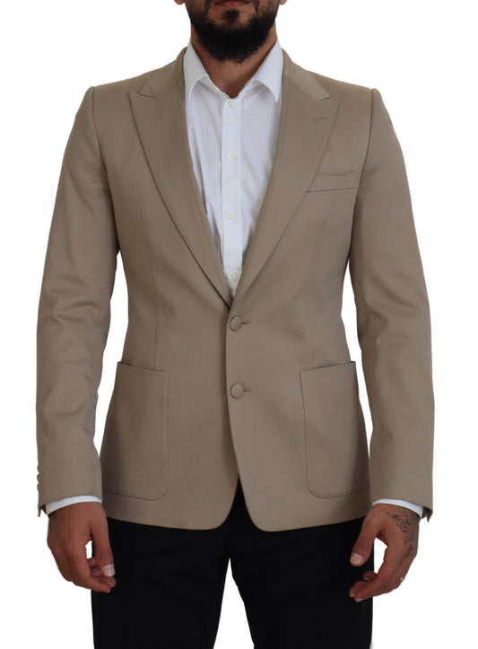 Elegant Beige Single Breasted Blazer