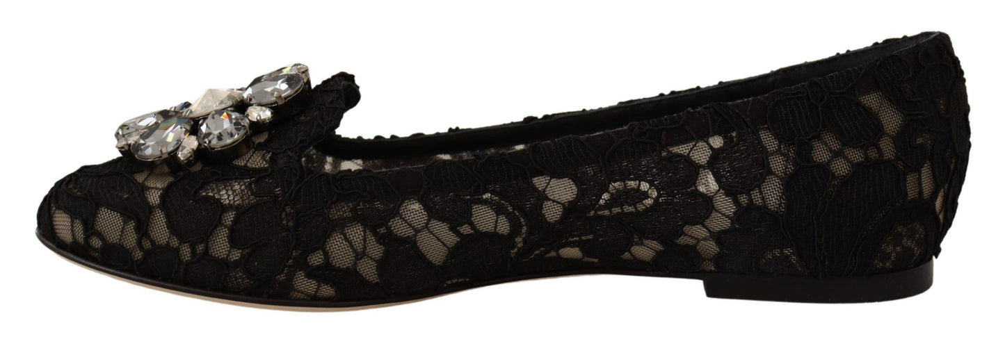 Elegant Taormina Lace Flats with Crystals