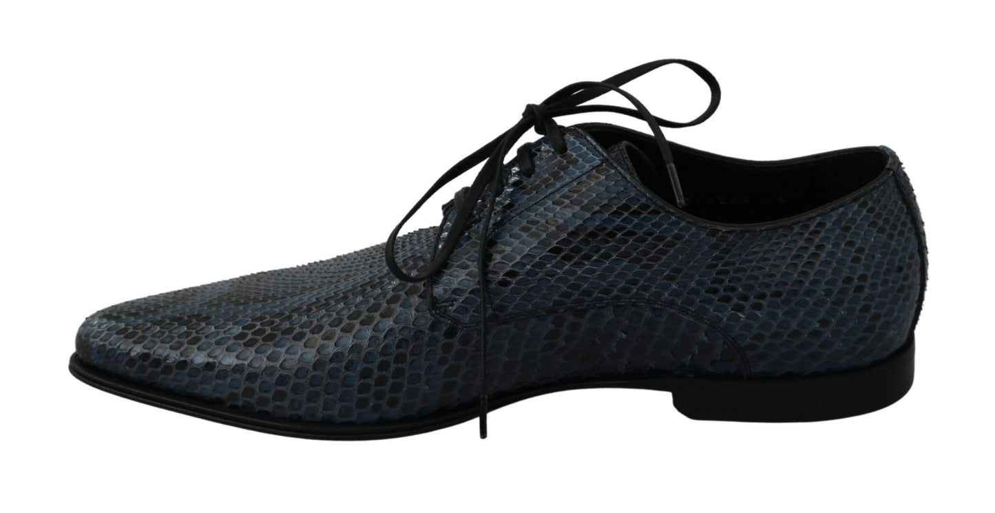 Elegant Blue Python Leather Dress Shoes