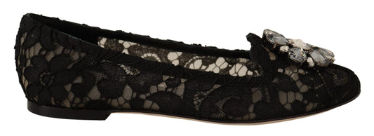 Elegant Taormina Lace Flats with Crystals