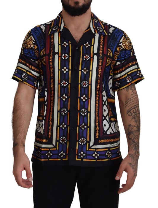 Elegant Multicolor Silk Men's Shirt