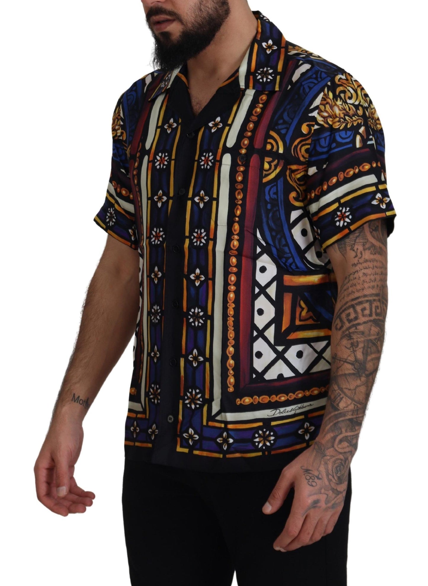 Elegant Multicolor Silk Men's Shirt