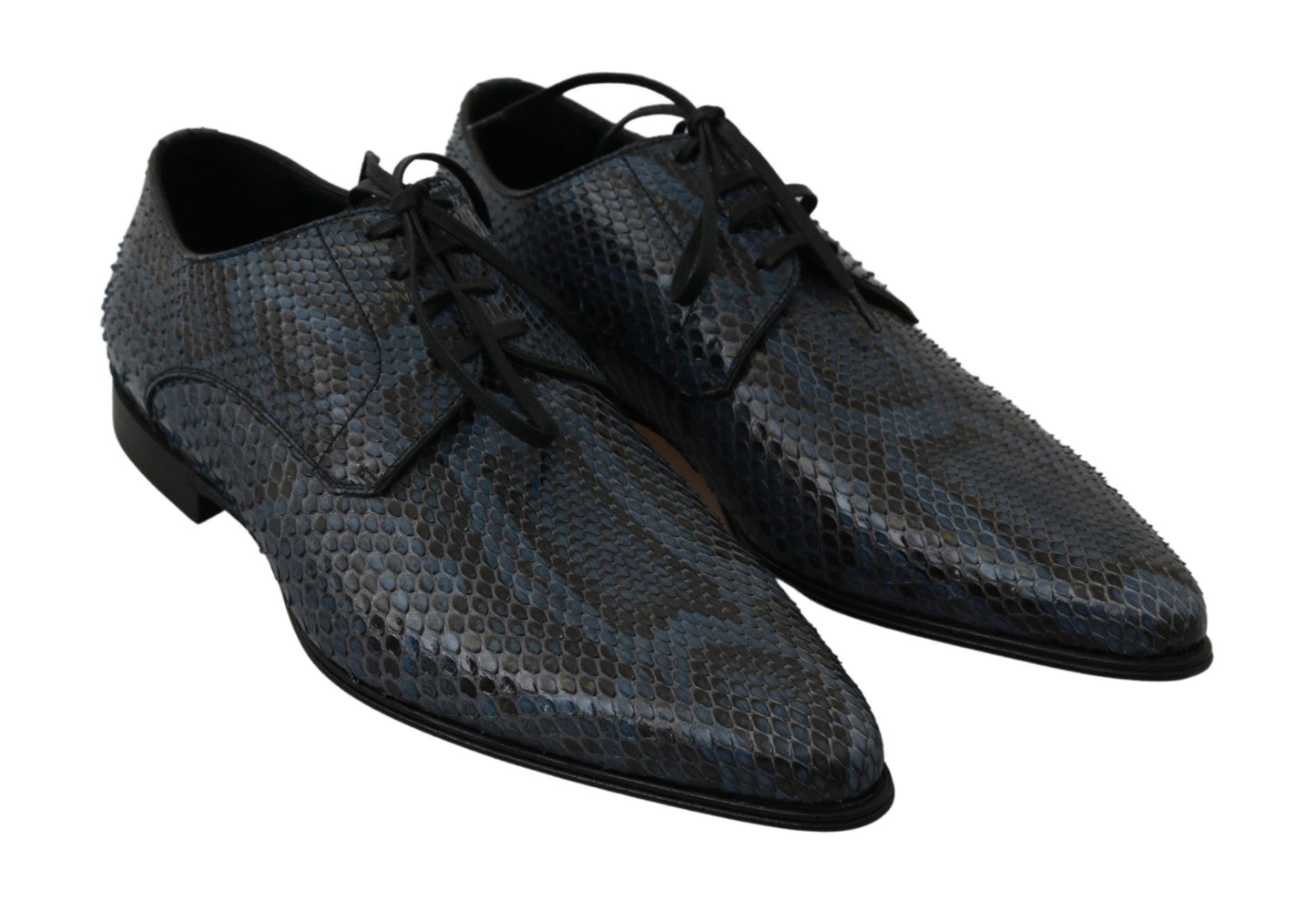 Elegant Blue Python Leather Dress Shoes