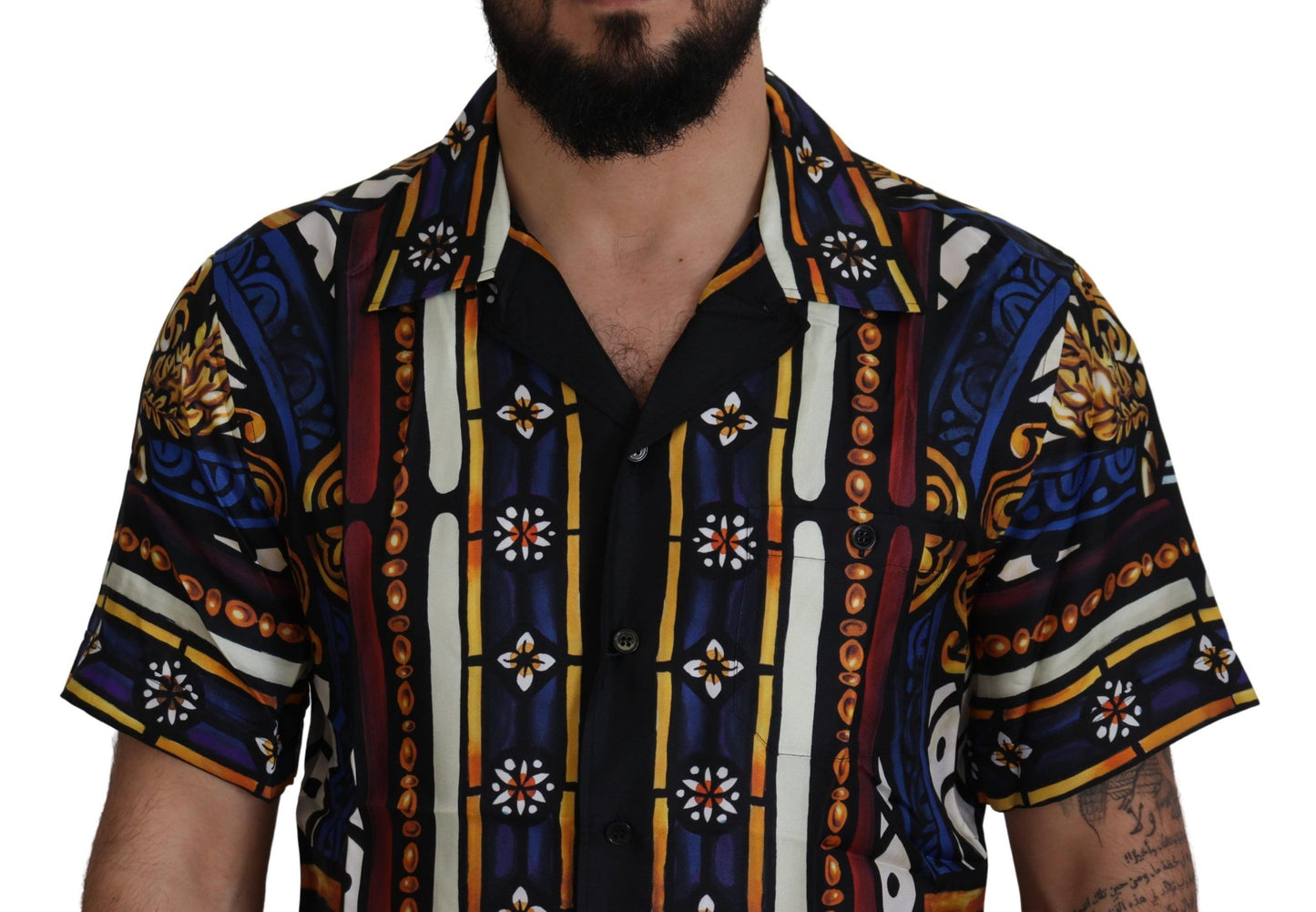 Elegant Multicolor Silk Men's Shirt