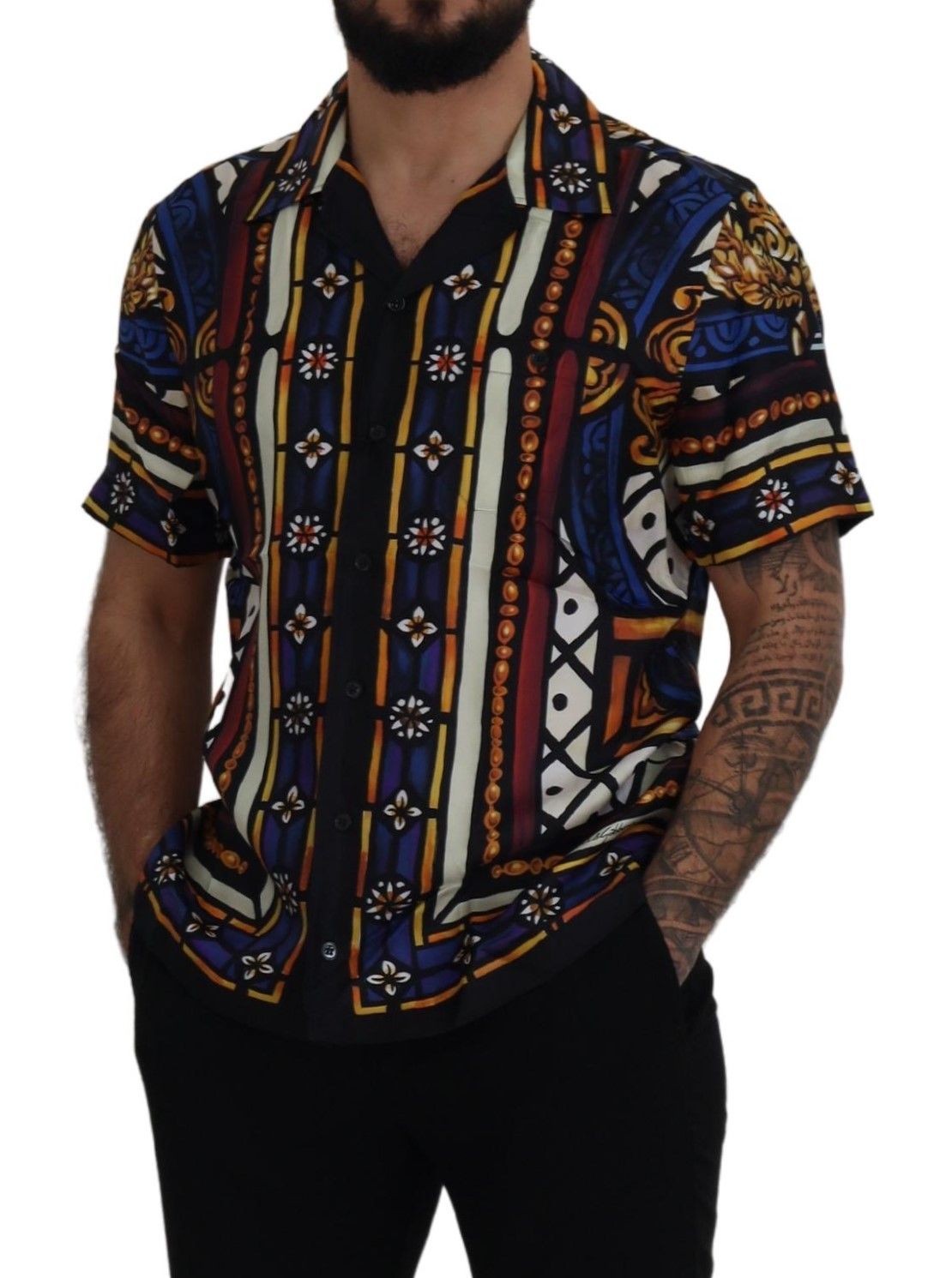 Elegant Multicolor Silk Men's Shirt