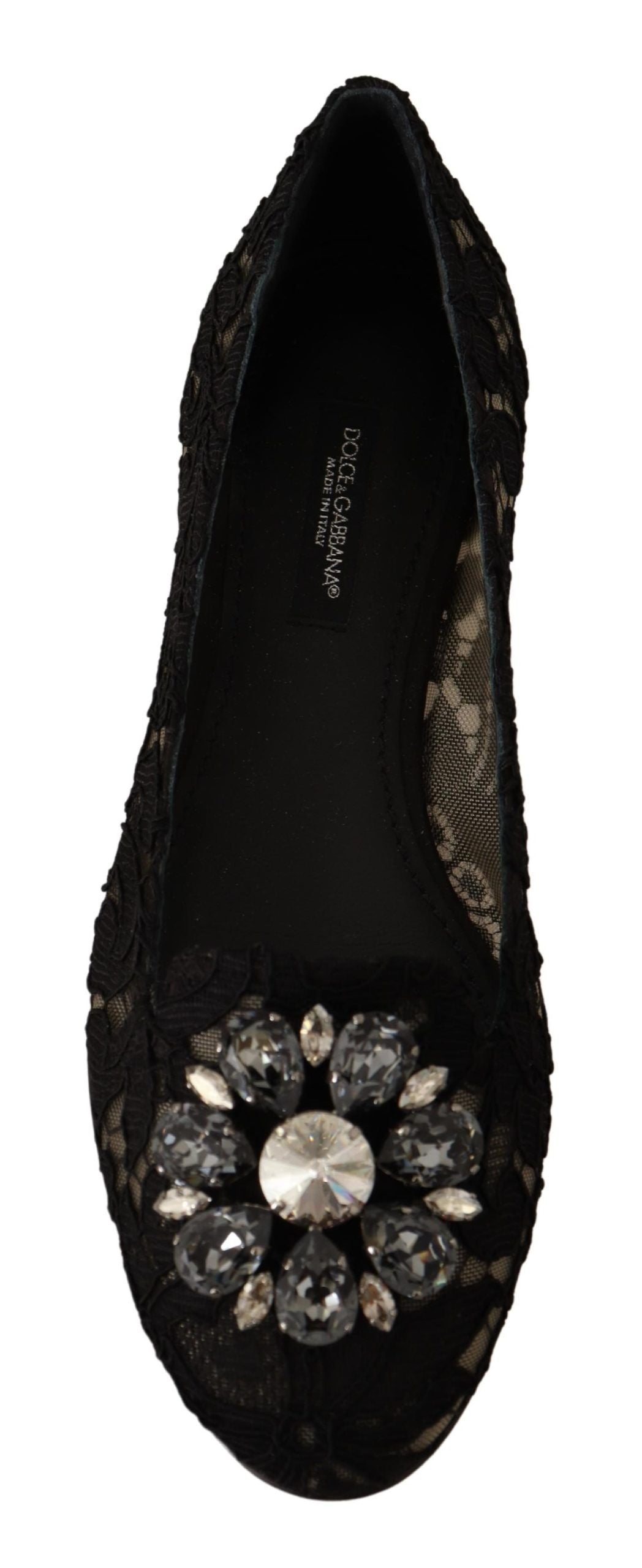 Elegant Taormina Lace Flats with Crystals